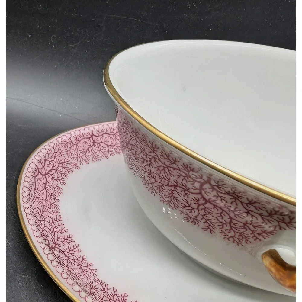 Furstenberg‎ Park Lane Old Brunswick Gravy Boat Attached Underplate Germany Gold